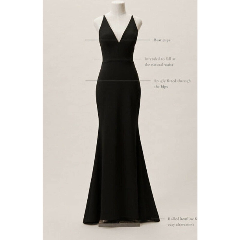 BHLDN Jones Size 10 Black Crepe V-neck Sleeveless Dress NWT - Picture 3 of 10